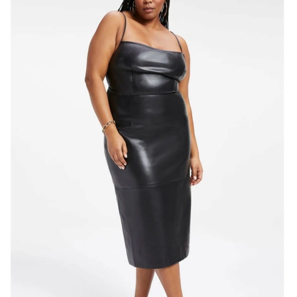 NWT Good American FAUX LEATHER VACAY DRESS